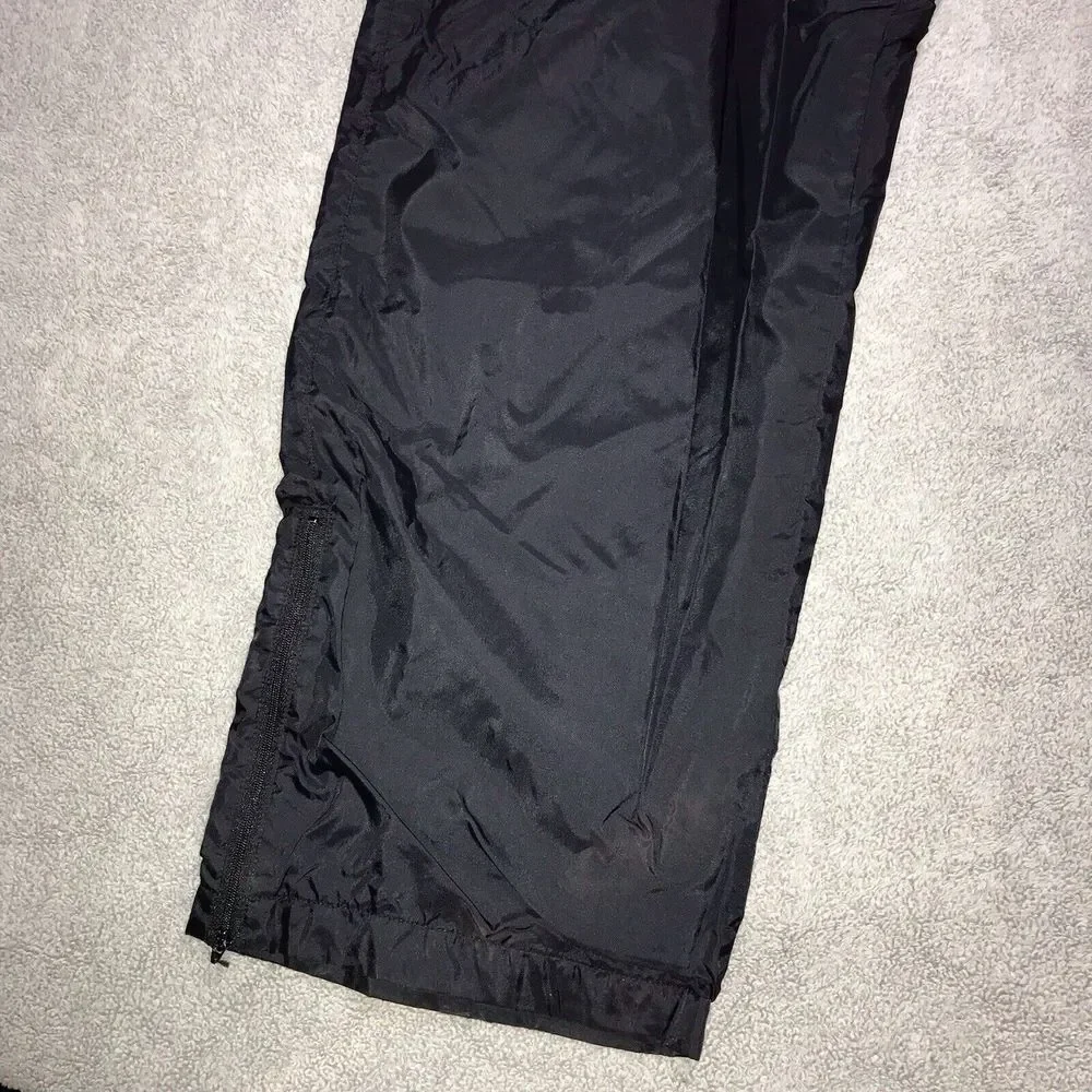 Vintage Nike Women's Black Ankle Zip Nylon 90's Track Pants Lined‎ Medium 8-10